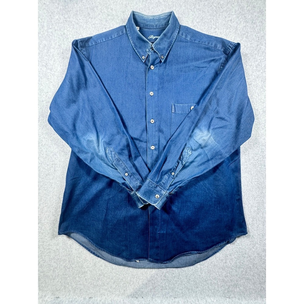 Bogner Mens Blue Denim Button Down Shirt Long Sleeve Cotton Size 42 Large